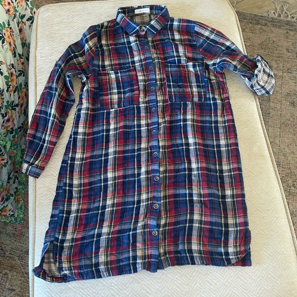Steezyer, Plaid Long Shirt, Size Small